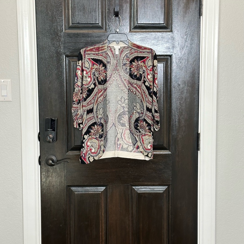 Chico’s Size 1(s/8) Open Front Paisley Cardigan